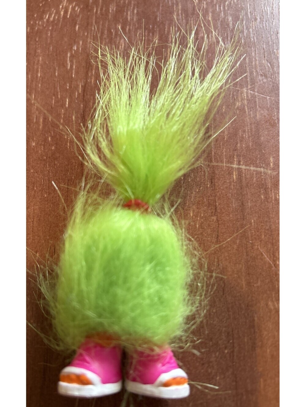 Vtg Hasbro Trolls Fuzzbert Lime Green Hair with Pink Shoes 4” Figure Great Con.